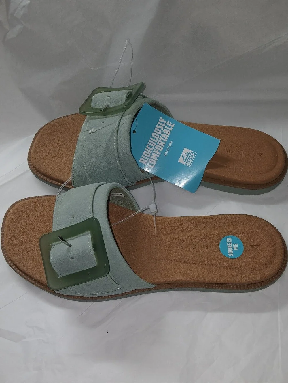 REEF Cushion Sunny Emma Vegan Leather Slides,  Light Green - Picture 4 of 9